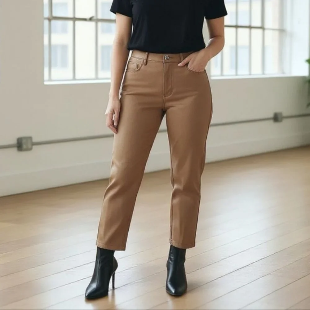 Wilfred Melina Faux Leather Cropped Straight Leg Pants 8 - Picture 1 of 14